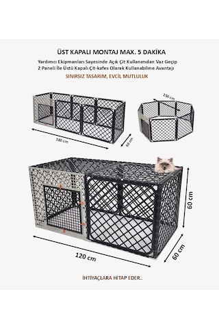 Leganest Üstü Kapanabilir Köpek Kedi Tavşan Çiti 8 Adet 60 x 60 CM