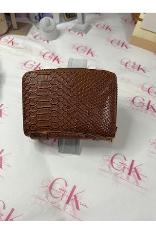 Gk Gamzelirenklerim Luxury Fashıon&accessorıes Yılan Derisi Mıknatıslı Lüx Cüzdan Suni Deri Taba