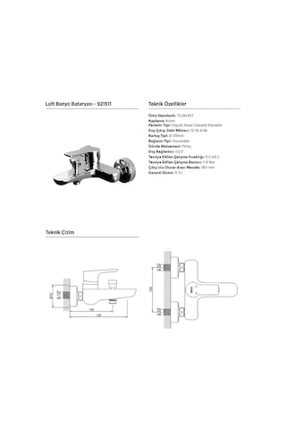Newarc 921511 Loft Banyo Bataryası Krom