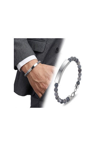 Premium Mat Akik Beyaz İsim Yazılabilir Çelik Zincir Bileklik 31832b29d3 - 23 Cm Gri