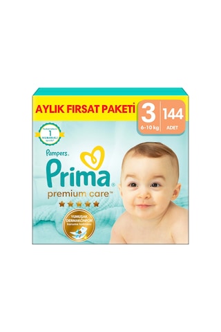 Prima Bebek Bezi Premium Care 3 Beden Aylık Fırsat Paketi 144 Adet