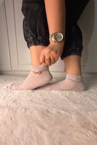 Ozzy Socks 3 Çift Kadın Taş Detaylı Dikişsiz & Takviyeli Patik Çorap Siyah