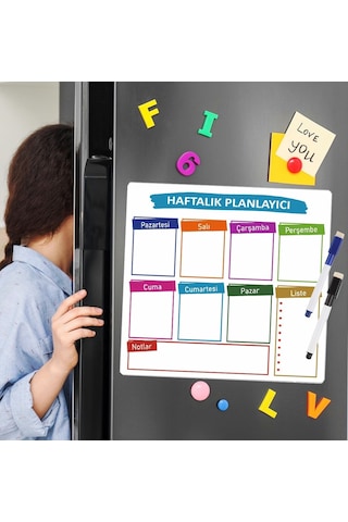Hafalık Magnet Planlayıcı , Mıknatıslı Yazıtahtası + 2 Kalem