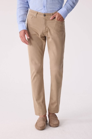 Erkek Bej Slim Fit Üst Cep Kanvas Pantolon