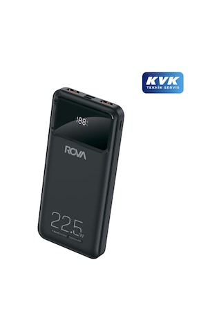 Rova Pws608 Power Bank Hızlı Şarj Göstergeli Pd 10.000 Mah 22.5v Destekli Kvk Garantili Siyah