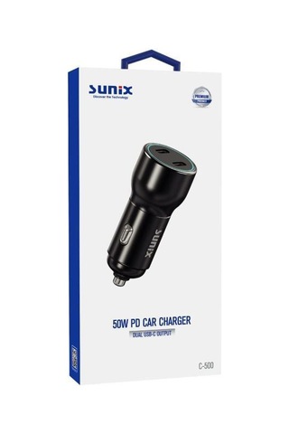 Sunix 50w Pd Çift Usb-c Çıkışlı Araç Şarj Cihazı Başlık C-500