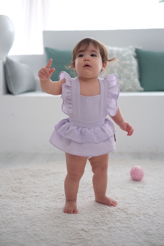 Ana Müslin Fırfırlı Salopet Lila