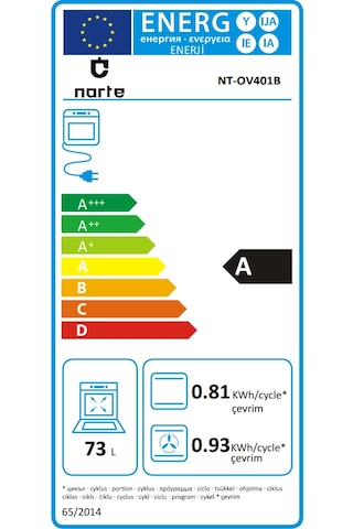 Narte NT-OV401B 73 L Ankastre Fırın Siyah