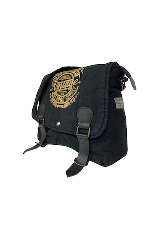 Vintage Salaş Kaliteli Unisex Günlük Gezi Kamp Okul Postacı Omuz Çantası San Diego 32 Cm X 25 Cm Siyah