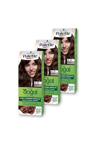 Palette Kalıcı Doğal Renkler Saç Boyası 4 - 0 Kahve X 3 Adet