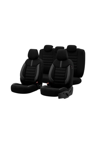 Limited Design Ortopedik Ekstra Destekli Oto Koltuk Kılıfı Tam Set Siyah-gri