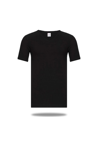 Star 206 Modal Yarım Kol V-yaka T-shirt Atlet Siyah