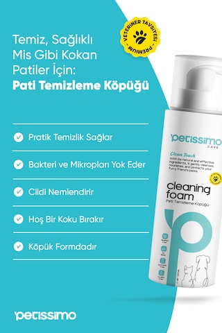 Petissimo Care 3'lü Süper Temizlik Seti - Arındırıcı Şampuan - Kuru Şampuan - Pati Temizleme Köpüğü