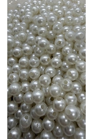 25 Gram 6 Mm Beyaz Renk Plastik İnci Boncuk, Aksesuar Takı Yapım Boncuğu Çanta Boncuğu 190-200 Adet