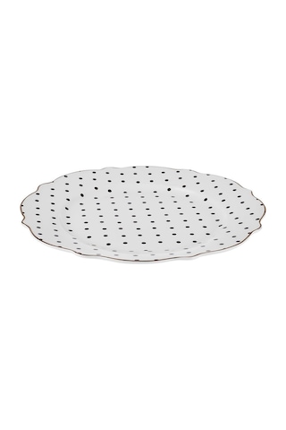 Karaca New Romantic Puantiyeli Pasta Tabağı 21 cm Siyah