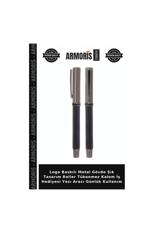 Logo Baskılı Metal Gövde Şık Tasarım Roller Tükenmez Kalem İş Hediyesi Yazı Aracı Günlük Kullanım Çok Renkli