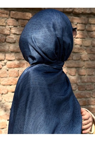 Qalortex Scarf Pamuklu Soft İnci Desen Şal-lacivert