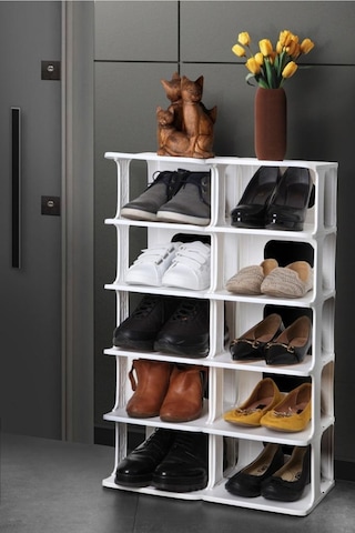 Lüx Yeni Model Modern 5 Katlı Ayakkabılık Beyaz Renk Portatif Ayakkabı Standı 5 Katlı