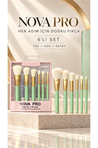 Nova Pro Face + Cheek 6 Lı Makyaj Fırçası Seti Yüz, Göz Ve Detay Fırçaları