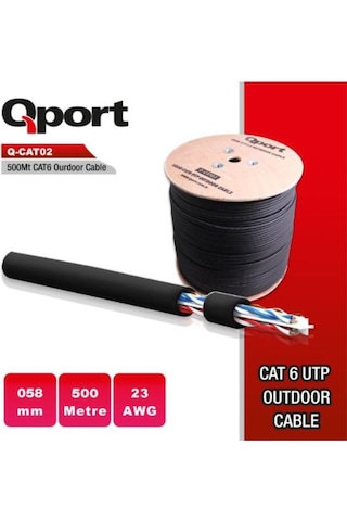 Qport Q-Cato2 Cat6 23AWG 500 M Outdoor Makaralı Kablo 0.58 MM
