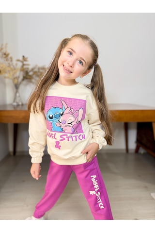Stitch Kız Çocuk Eşofman Takım Mor