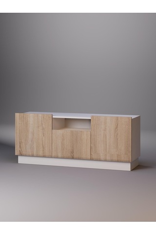 Detamob Lora Tv Ünitesi, Tv Sehpası, Beyaz/sonoma & Karbon Gri/sonoma Beyaz