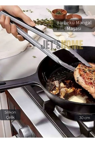 Sunum Maşası Barbekü Maşası Mangal Maşa Çelik Salata Maşası 30 Cm