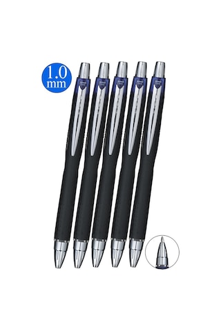 Mavi Jel Uçlu Pilot Kalem 5 Adet Uniball Jetstream Sxn-210 1.0 Mm Basmalı Pilot Kalem Roller Uçlu Likit Mürekkepli