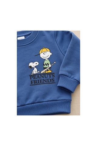 Omeca Concept Snoopy Baskılı Bebek Erkek 2 Li Sweatshirt Eşofman Takımı Lacivert