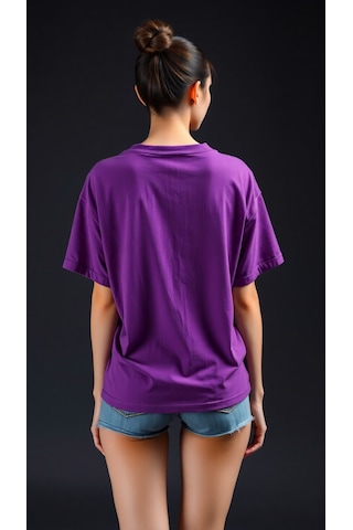The Future Baskılı Oversize T-shirt Mor
