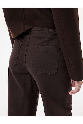 Koton Pamuklu Düğmeli Cepli Yüksek Bel Jean Pantolon - Culotte Jeans Koyu Kahverengi 7wal40011mw Koyu Kahve