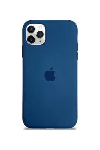 Apple Uyumlu iPhone 11 Pro Max ile Logolu Silikon Kılıf Altı Kapalı İçi Kadife Lansman Arka Kapak