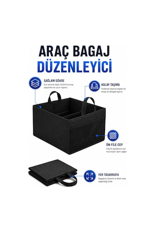 Araba Bagaj Çantası Araç İçi Bagaj Düzenleyici Araç Bagaj Organizer Oto Bagaj Düzenleyici 40x30x25cm