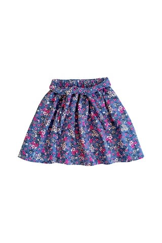 Çiçek Desenli Çocuk Etek - Koyu Gri Mavi Renk Tonunda Grimavi Gri - Mavi