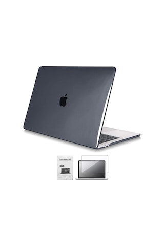 13" Apple Uyumlu MacBook Pro A2338 M1 Kristal Siyah Kılıf Koruyucu + Ekr