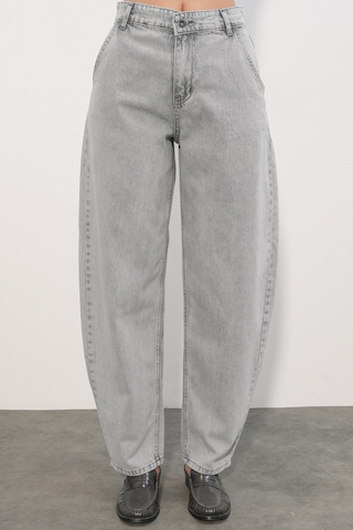 Bigdart 6689 Kadın Yüksek Bel Baggy Kot Pantolon - Gri