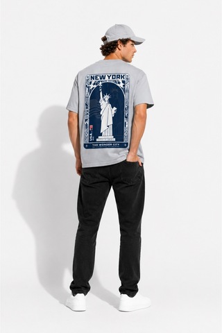 Bayloranzzo New York %100 Pamuk Heavy Cotton Premium Kalite Unisex Tişört Gri