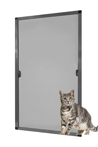Papuçlu Sabit Sök Tak Kedi Tüllü Pencere Max 70x130 Sinekliği Antrasit, Özel Ölçü Verebilirsin En 70'e Kadar / Boy 130'a Kadar
