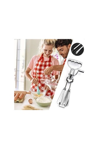 Ulzyvf Paslanmaz Çelik 2 Kafa Yumurta Çırpıcılar Ergonomik El Gümüş Gümüş
