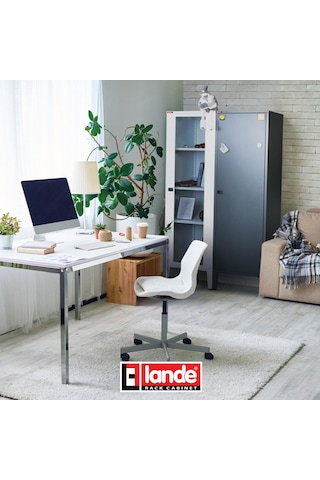 Lande - Ziglat 1110 - Metal Dolap - Cam Kapılı - - Antrasit Gri. Gri