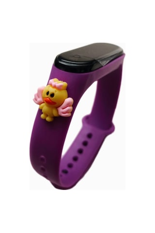Renkli Led Ekranlı Silikon Kordonlu Kol Saati Mor Civciv
