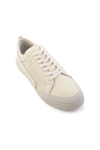 Beyaz Hakiki Deri Erkek Sneaker E01549000303 Beyaz