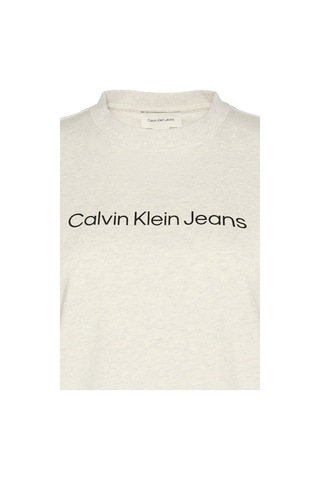 Calvin Klein Kadın Classic Regular Fit Logo Baskılı T-shirt - Ekru Vanilla Heather