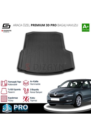 S-dizayn Skoda Octavia 3d Pro Bagaj Havuzu 2013-2017 A+ Kalite