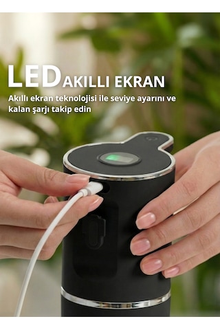 Otomatik Sensörlü Köpük Sıvı Sabunluk - Şarjlı- Dijital Led Ekran - Duvara Monte - P18 Model Siyah