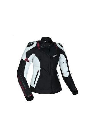 Motoanl Motosiklet Kadın Montu Full Korumalı 4 Mevsim Deri Ve Maxdura Kumaş Mont White