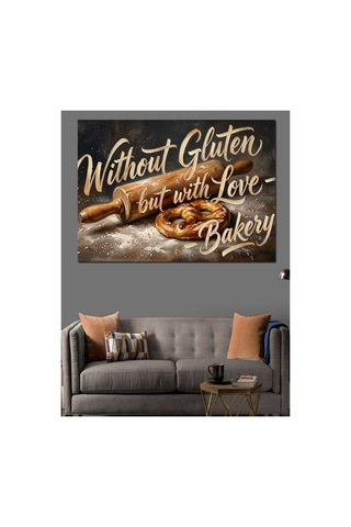 Glutensiz Ve Sevgiyle Pişmiş Ekmek Yağlı Boya Dokulu Kanvas Tablo Canvas Tablosu