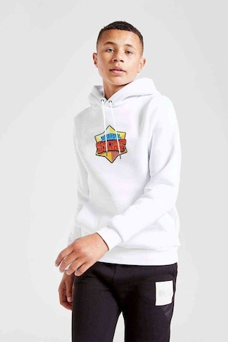 Tshirthane Brawl Stars Logo Baskılı Unisex Çocuk Kapüşonlu Beyaz Sweat