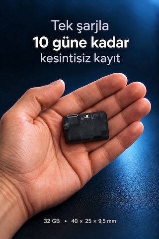 32 Gb Mini Ses Kayıt Cihazı 10 Güne Kadar Kesintisiz Kayıt, Sese Duyarlı, Kulaklık Ve Type-c Otg