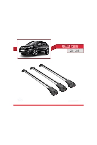 Renault Koleos 2011-2016 Arası İle Uyumlu Ace-1 Ara Atkı Tavan Barı Gri 3 Adet Bar